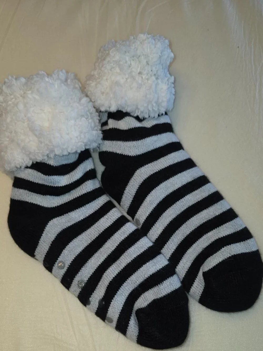 Extra Thick Striped Thermal Fleece Lined Plush Winter Socks Non Slip Cottagecore